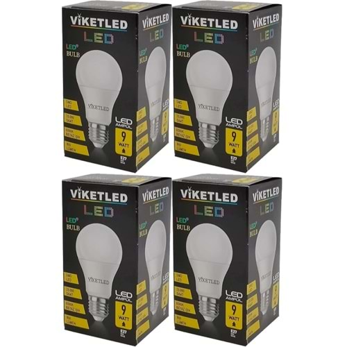 Viketled Led Ampül Beyaz-White 9W (4 Lü Set)