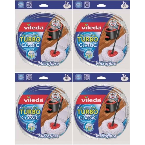 Vileda Turbo Yedek Mop Paspas Ucu (%100 Mikrofiber) (4 Lü Set)