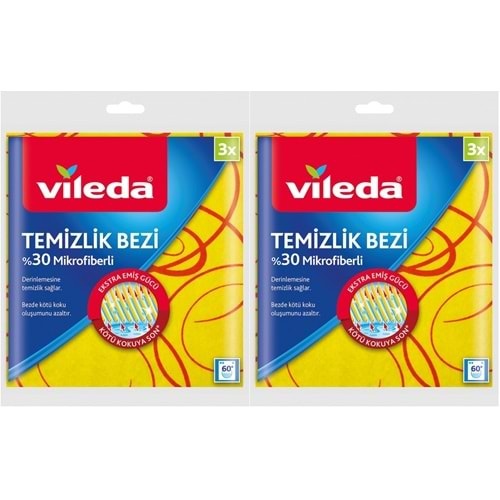 Vileda %30 Mikrofiberli Mutfak Bezi Sarı (Paket İçi 3 Lü Pk) (2 Li Set)