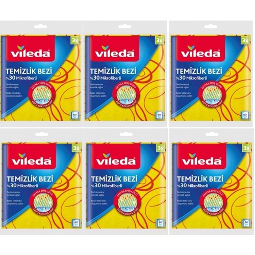 Vileda %30 Mikrofiberli Mutfak Bezi Sarı (Paket İçi 3 Lü Pk) (6 Lı Set)