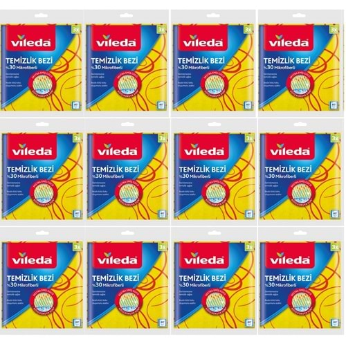 Vileda %30 Mikrofiberli Mutfak Bezi Sarı (Paket İçi 3 Lü Pk) (12 Li Set)