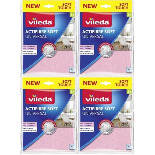 Vileda Actifibre Soft Universal New Soft Touch (Paket içi 2 Li) (4 Lü Set)