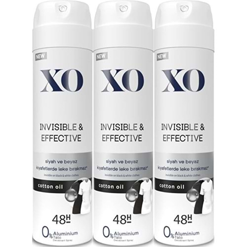 XO Deodorant 150ML Women-Kadın Invisible & Effective (3 Lü Set)