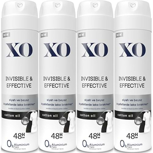 XO Deodorant 150ML Women-Kadın Invisible & Effective (4 Lü Set)