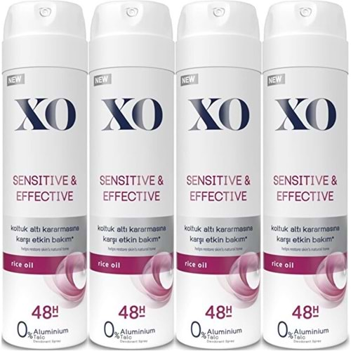 XO Deodorant 150ML Women-Kadın Sensitive & Effective (4 Lü Set)