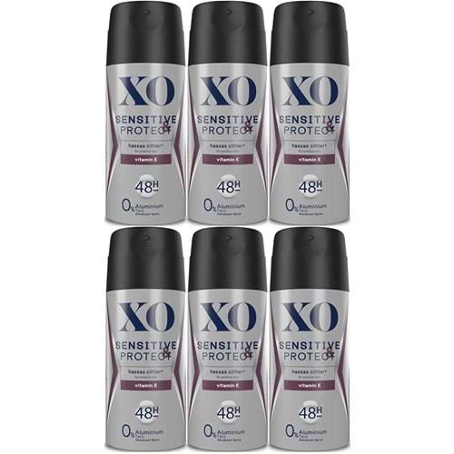 XO Deodorant 150ML Men-Erkek Sensitive & Protect (6 Lı Set)