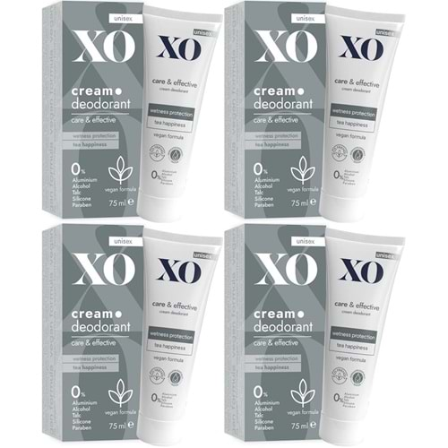 XO Krem Deodorant 75ML Unisex Care & Effective Parfümlü (4 Lü Set)