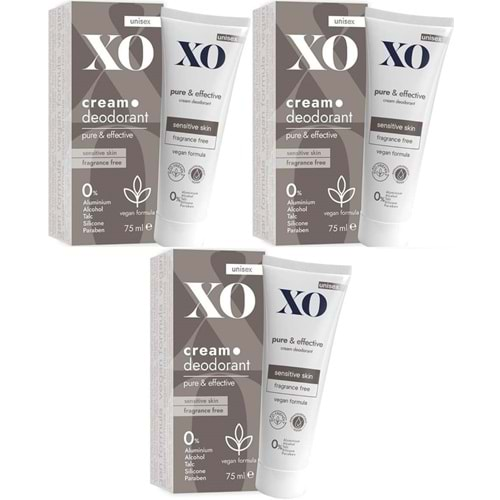 XO Krem Deodorant 75ML Unisex Pure & Effective Kokusuz (3 Lü Set)