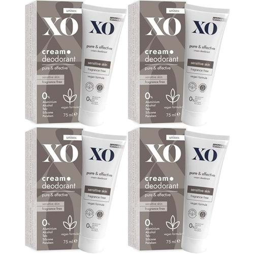 XO Krem Deodorant 75ML Unisex Pure & Effective Kokusuz (4 Lü Set)