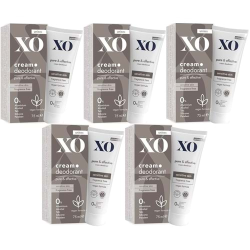 XO Krem Deodorant 75ML Unisex Pure & Effective Kokusuz (5 Li Set)