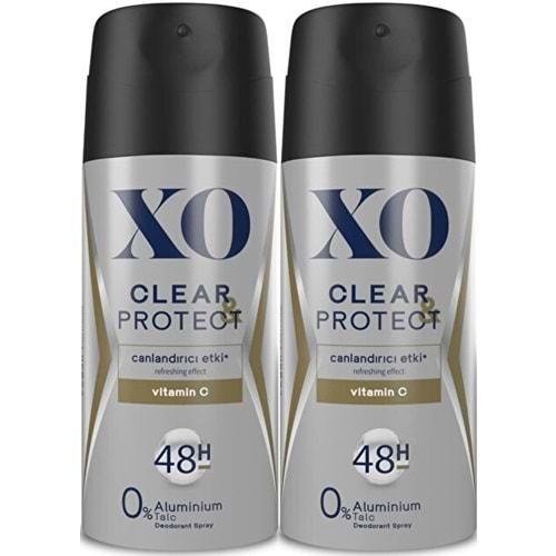 XO Deodorant 150ML Men-Erkek Clear & Protect (2 Li Set)