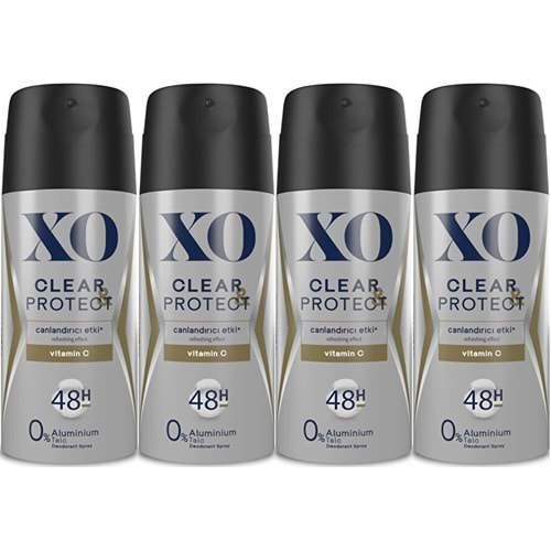 XO Deodorant 150ML Men-Erkek Clear & Protect (4 Lü Set)