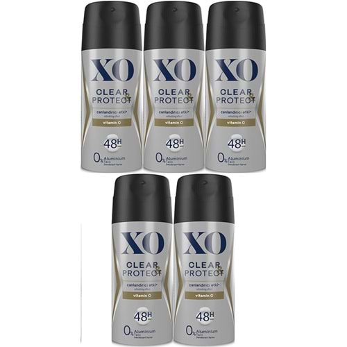 XO Deodorant 150ML Men-Erkek Clear & Protect (5 Li Set)