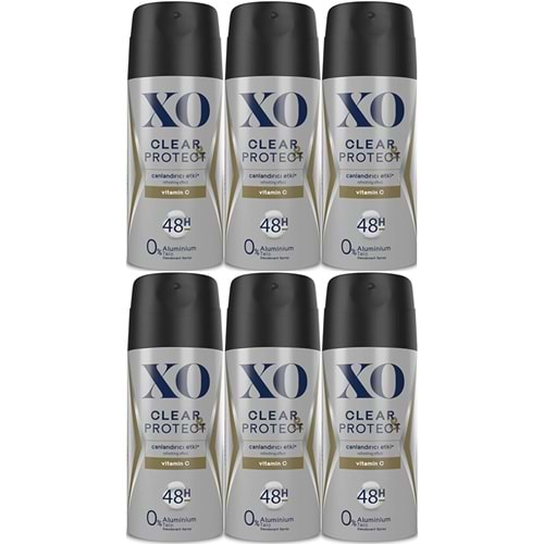 XO Deodorant 150ML Men-Erkek Clear & Protect (6 Lı Set)