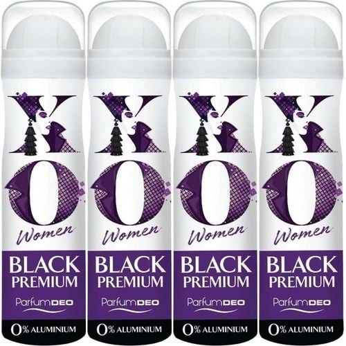 XO Deodorant 150ML Women-Kadın Black Premium (4 Lü Set)