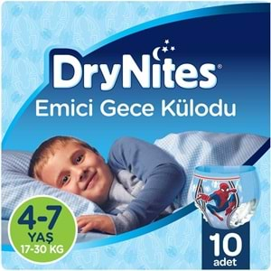 Drynites Emici Gece Külodu/Külot Bez Erkek 4-7 Yaş (17-30KG) Small 10 Adet (Alt Islatmalara Karşı)