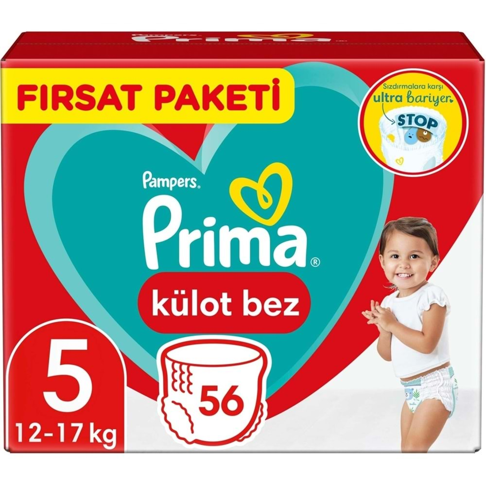 Prima Külot Bebek Bezi Beden:5 (12-17Kg) Junior 56 Adet Fırsat Pk