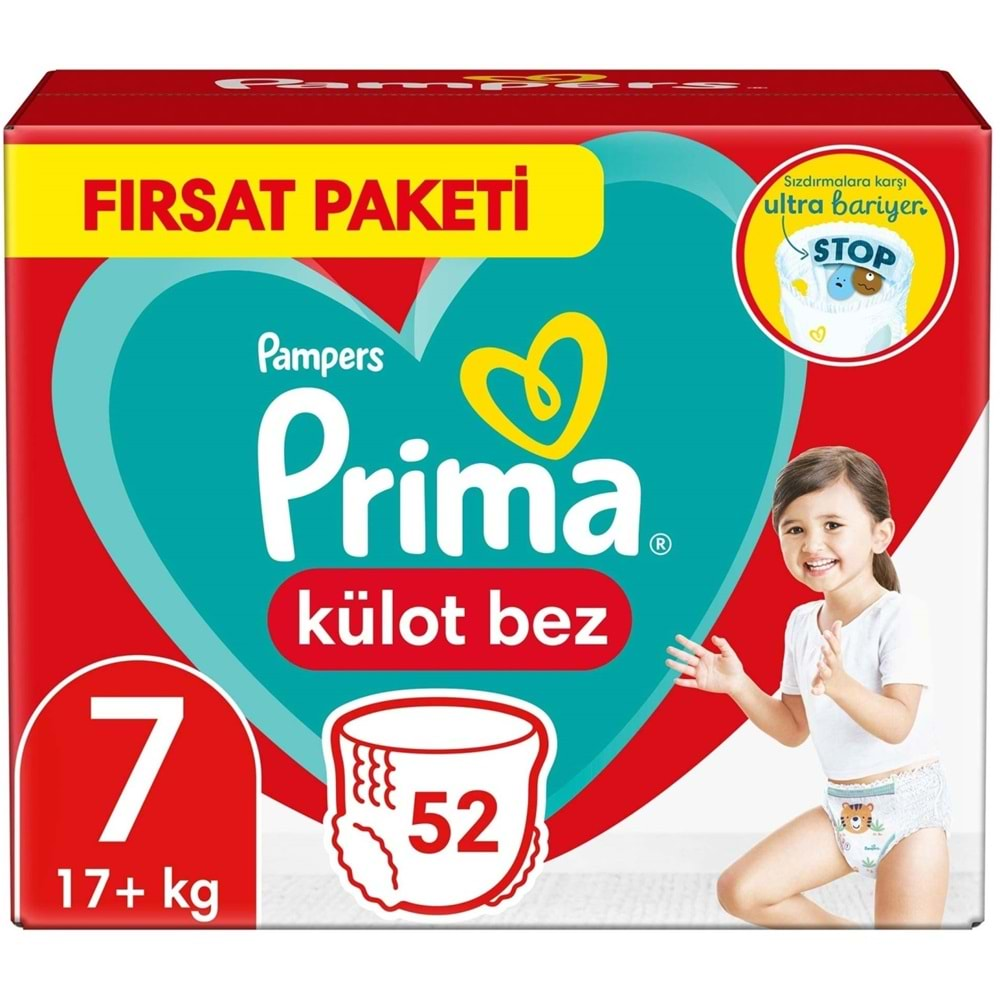 Prima Külot Bebek Bezi Beden:7 (17+Kg) XXL 52 Adet Fırsat Pk