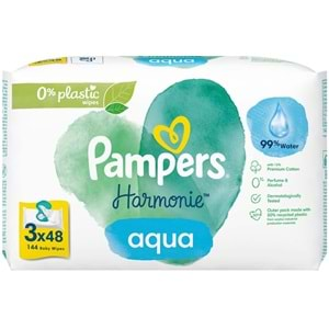 Prima Pampers Harmonie Islak Havlu Mendil Aqua Pure 48 Yaprak 3 Lü Set (144 Yaprak) Organik Pamuk