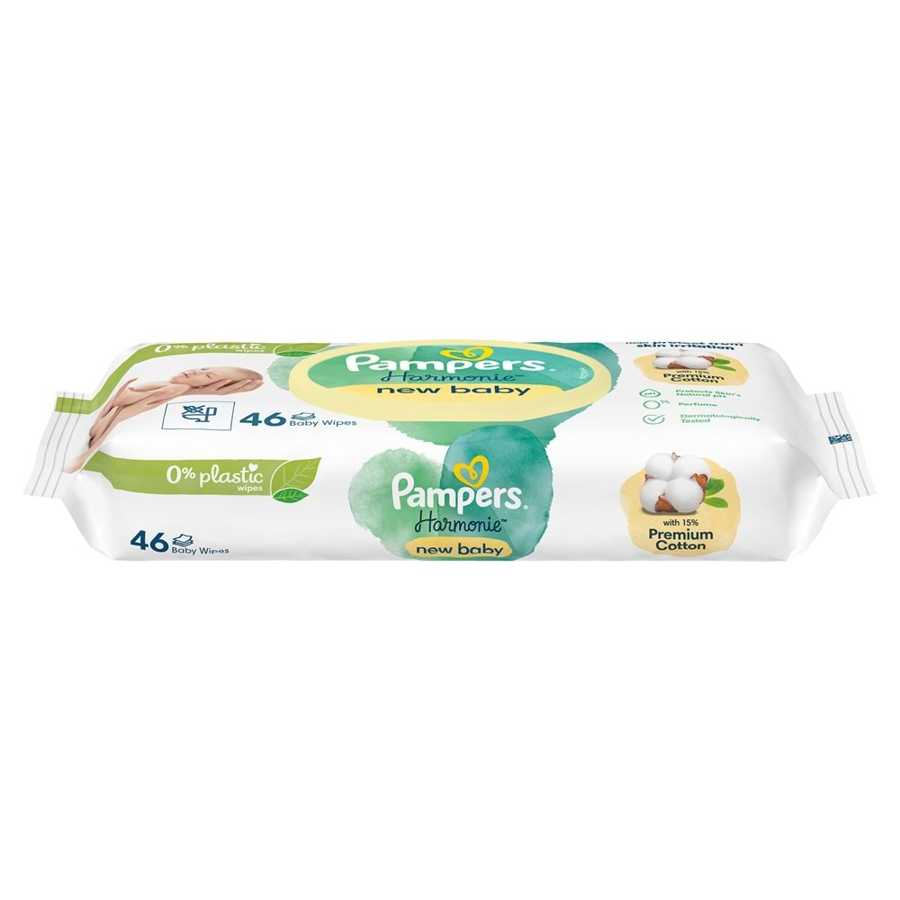 Prima Pampers Harmonie Islak Havlu Mendil Aqua Yeni doğan-New Baby 46 Yaprak Tekli Pk