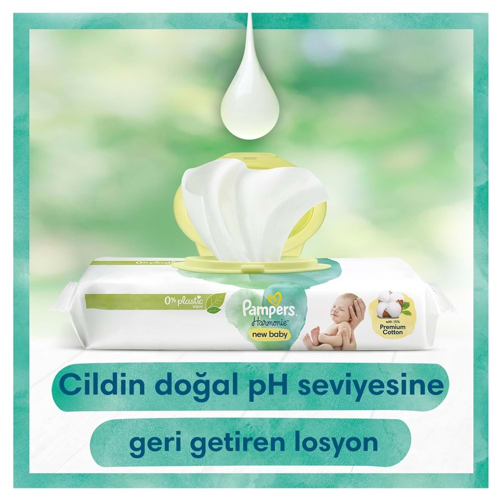 Prima Pampers Harmonie Islak Havlu Mendil Aqua Yeni doğan-New Baby 46 Yaprak Tekli Pk