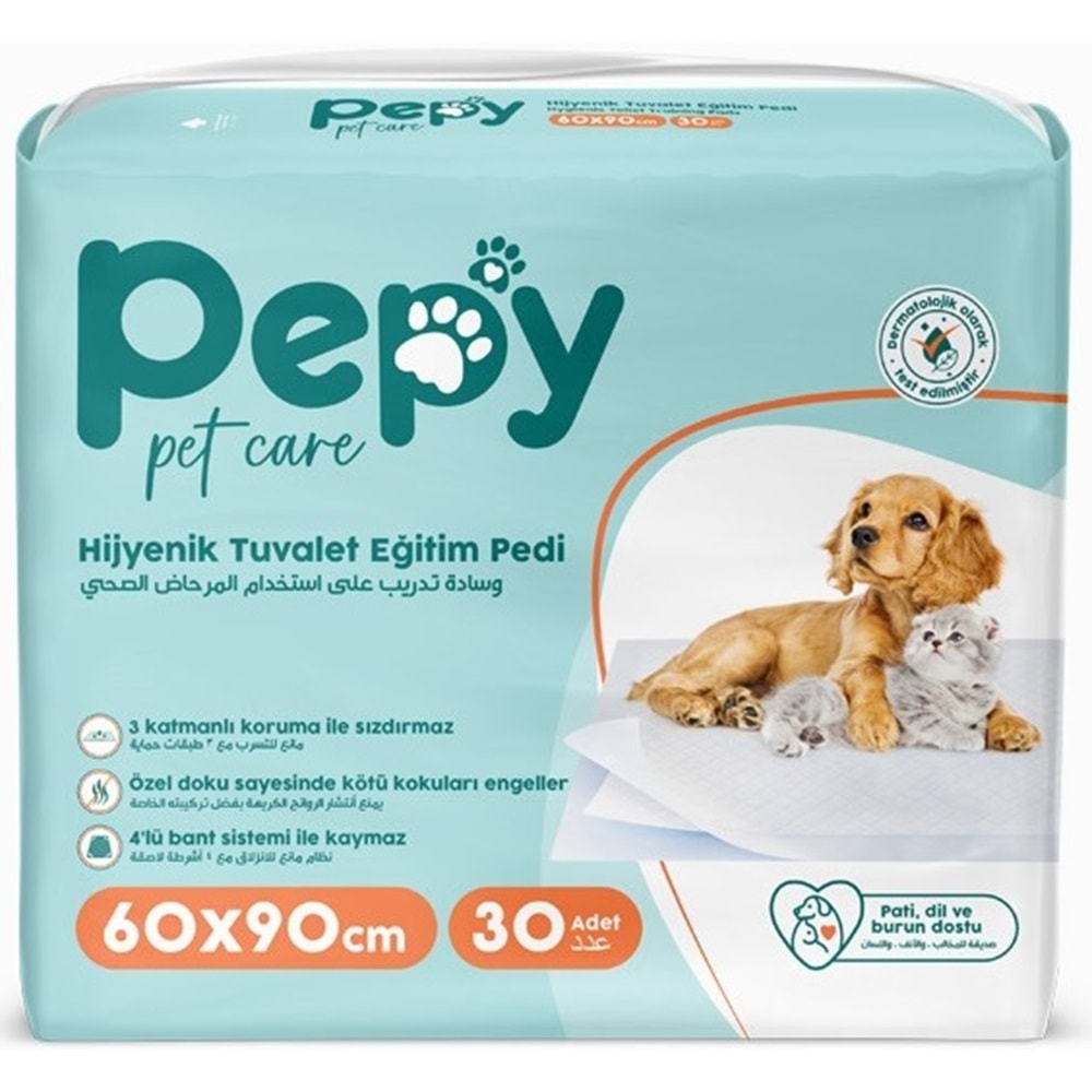 Pepy Evcil Hayvan Tuvalet Eğitim Pedi 60*90CM 30 Adet Tekli Pk