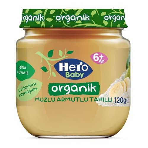 Hero Baby Kavanoz Maması 120GR Organik Muzlu Armutlu Tahıllı