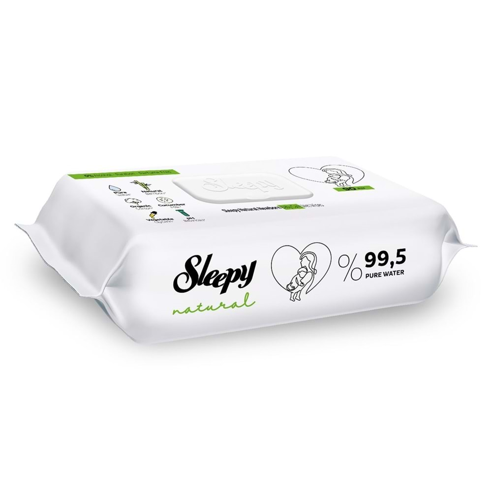 Sleepy Islak Havlu Mendil 90 Yaprak Natural Yenidoğan Plastik Kapaklı Tekli Pk