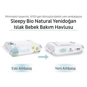 Sleepy Islak Havlu Mendil Bio Natural 40 Yaprak Yeni Doğan (3 Lü Pk) Plastik Kapaklı 120 Yaprak