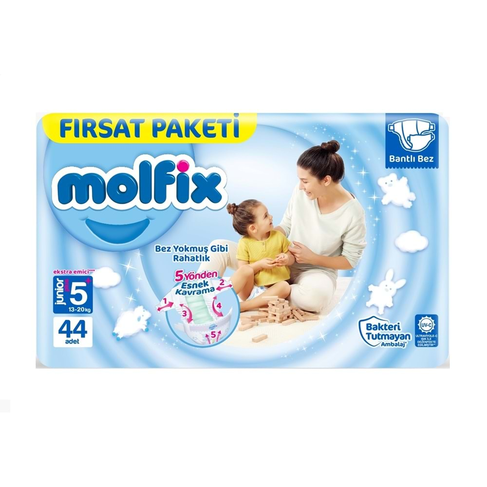 Molfix Bebek Bezi Beden:5+ (13-20Kg) Junior Plus 44 Adet Fırsat Pk