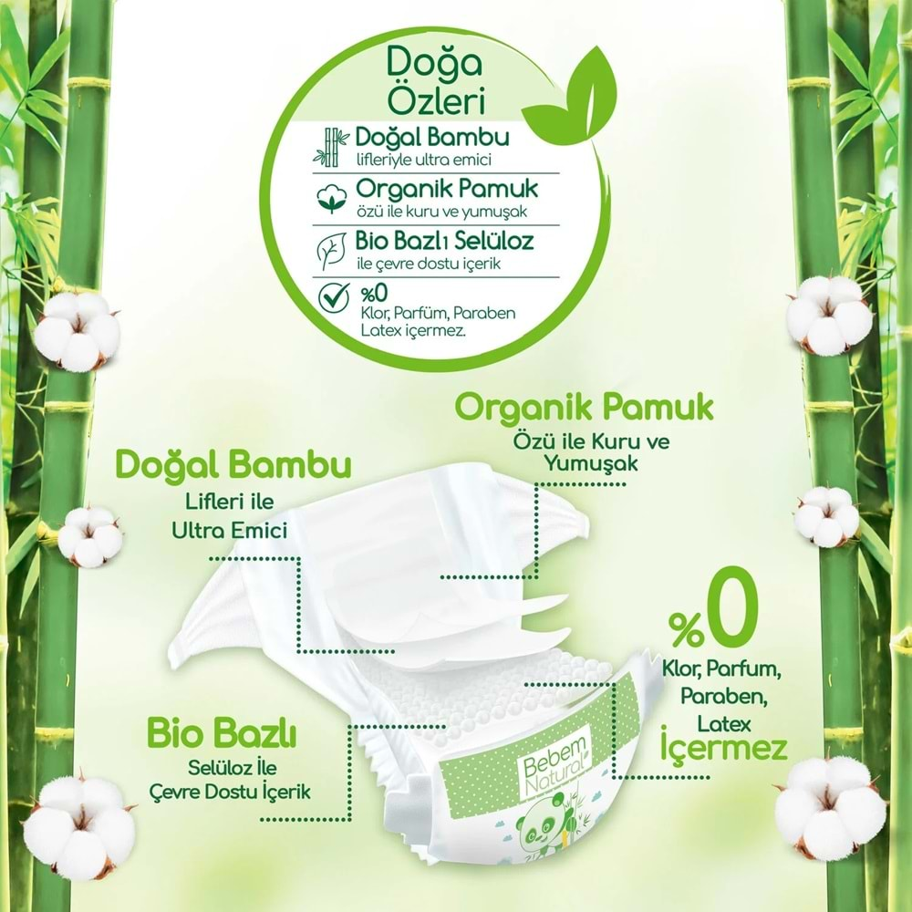 Bebem Bebek Bezi Natural Beden:4 (7-14KG) Maxi 104 Adet Ultra Fırsat Pk