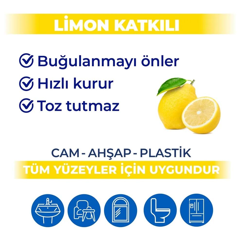 Bingo Clean Yüzey Temizlik Havlusu 96 Yaprak Limon Kokulu Plastik Kapaklı