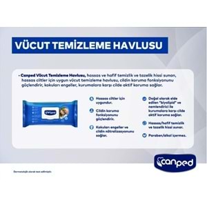 Canped Hasta Vücut Perine Temizleme Islak Mendil Havlu 48 Yaprak XL Tekli Pk