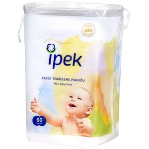 İpek Bebek Temizleme Pamuğu 60 Adet Tekli Pk