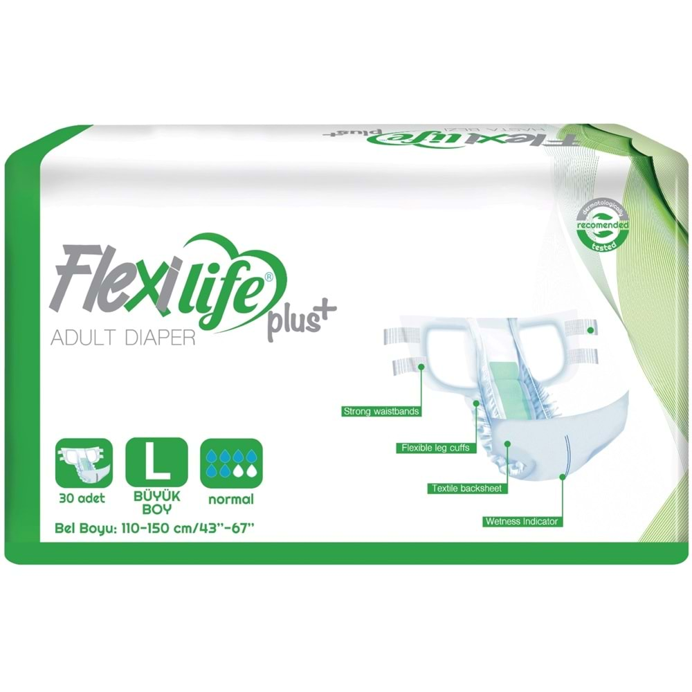 Flexi Life Yetişkin Hasta Bezi Bel Bantlı Tekstil Yüzeyli L Büyük (30 Adet)