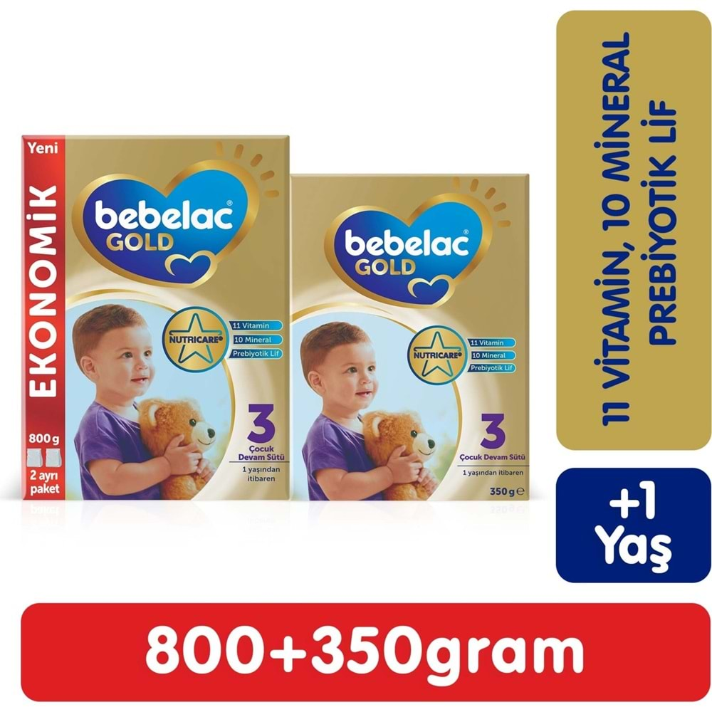 Bebelac Gold 1150GR (800GR+350GR) No:3 Devam Sütü (1+ Yaş)