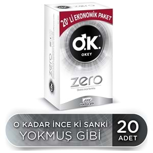 Okey Prezervatif 20 Adet Zero (Ekstra İnce Formlu) Ekonomik Pk