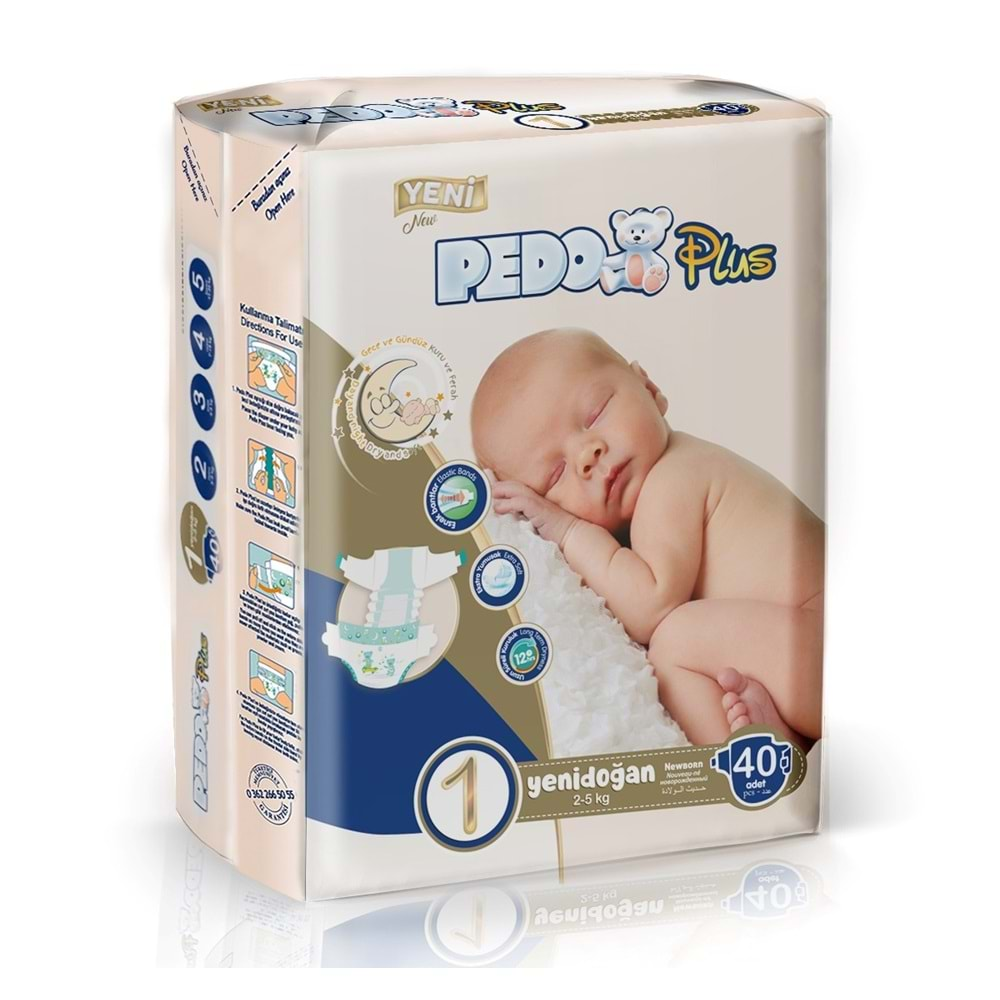 Pedo Plus Bebek Bezi Beden:1 (2-5KG) Yeni Doğan 40 Adet Jumbo Pk