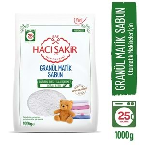 Hacı Şakir Sabun Tozu Granül Matik 1000GR Parfümsüz (Bebekler ve Hassas Ciltler İçin) 25 Yıkama