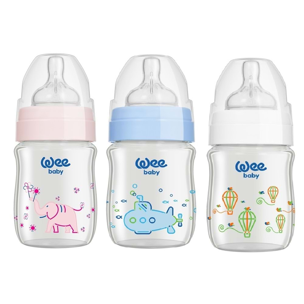 Wee Baby Klasik Plus Geniş Ağızlı Isıya Dayanıklı Cam Biberon 180ML