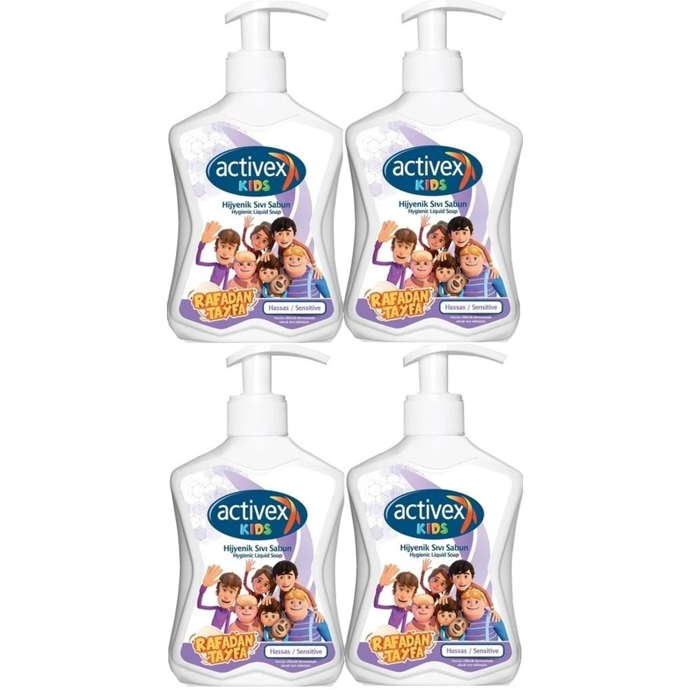 Activex Antibakteriyel Sıvı Sabun Hassas/Sensitive 300ML Pompalı (Rafadan Tayfa Serisi) (4 Lü Set)