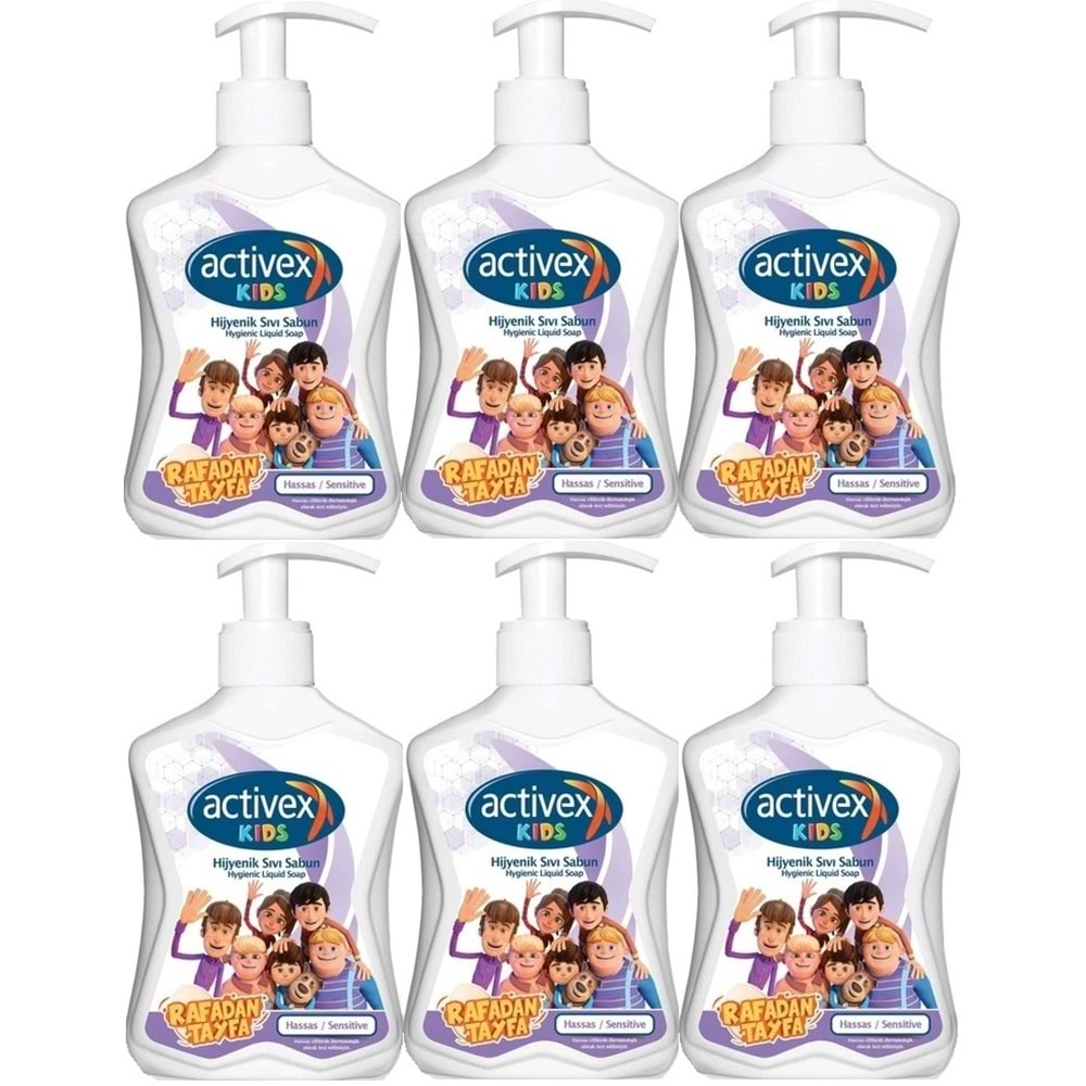 Activex Antibakteriyel Sıvı Sabun Hassas/Sensitive 300ML Pompalı (Rafadan Tayfa Serisi) (6 Lı Set)