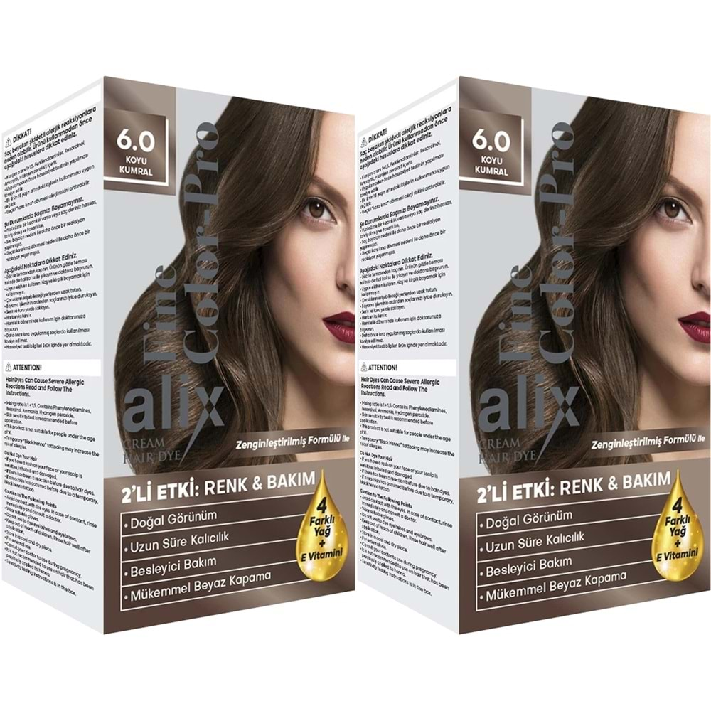 Alix 50ML Kit Saç Boyası 6.0 Koyu Kumral (2 Li Set)