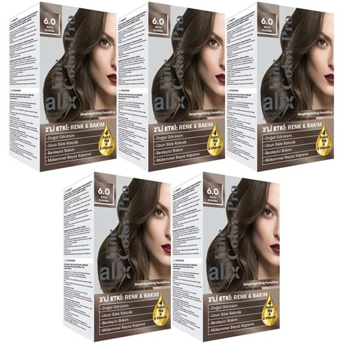 Alix 50ML Kit Saç Boyası 6.0 Koyu Kumral (5 Li Set)