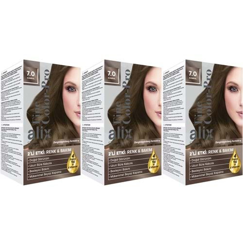 Alix 50ML Kit Saç Boyası 7.0 Kumral (3 Lü Set)