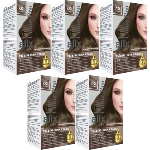 Alix 50ML Kit Saç Boyası 7.0 Kumral (5 Li Set)