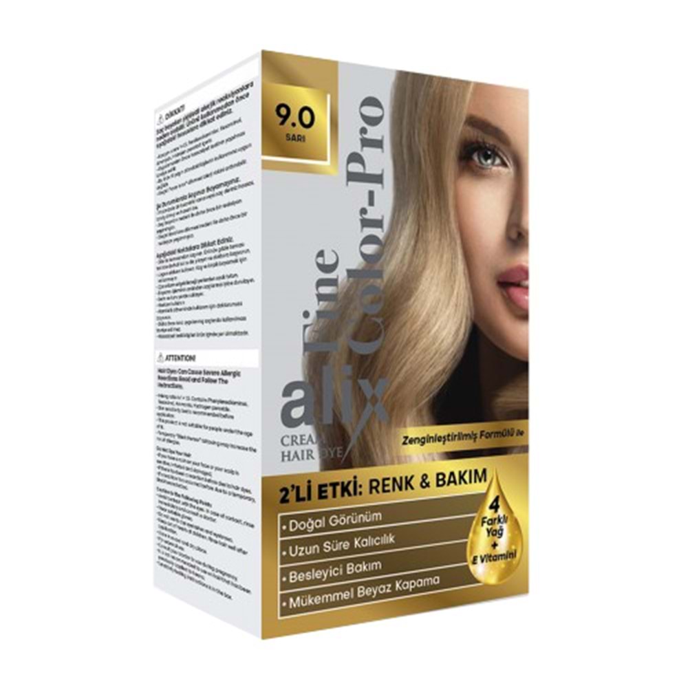 Alix 50ML Kit Saç Boyası 9.0 Sarı (3 Lü Set)