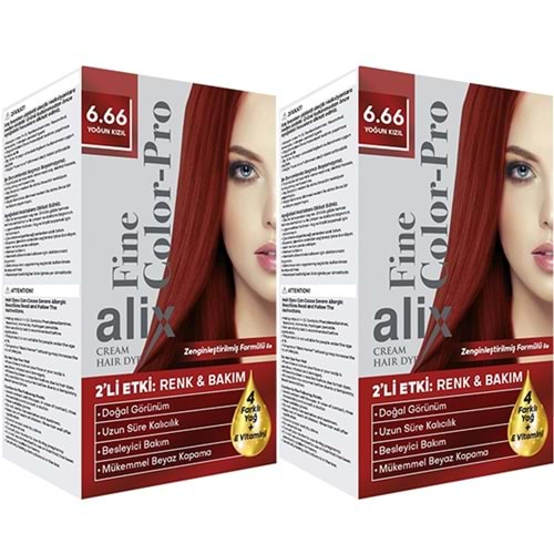 Alix 50ML Kit Saç Boyası 6.66 Yoğun Kızıl (2 Li Set)