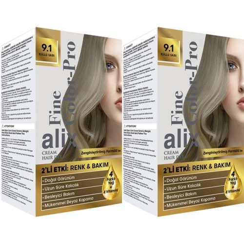 Alix 50ML Kit Saç Boyası 9.1 Küllü Sarı (2 Li Set)