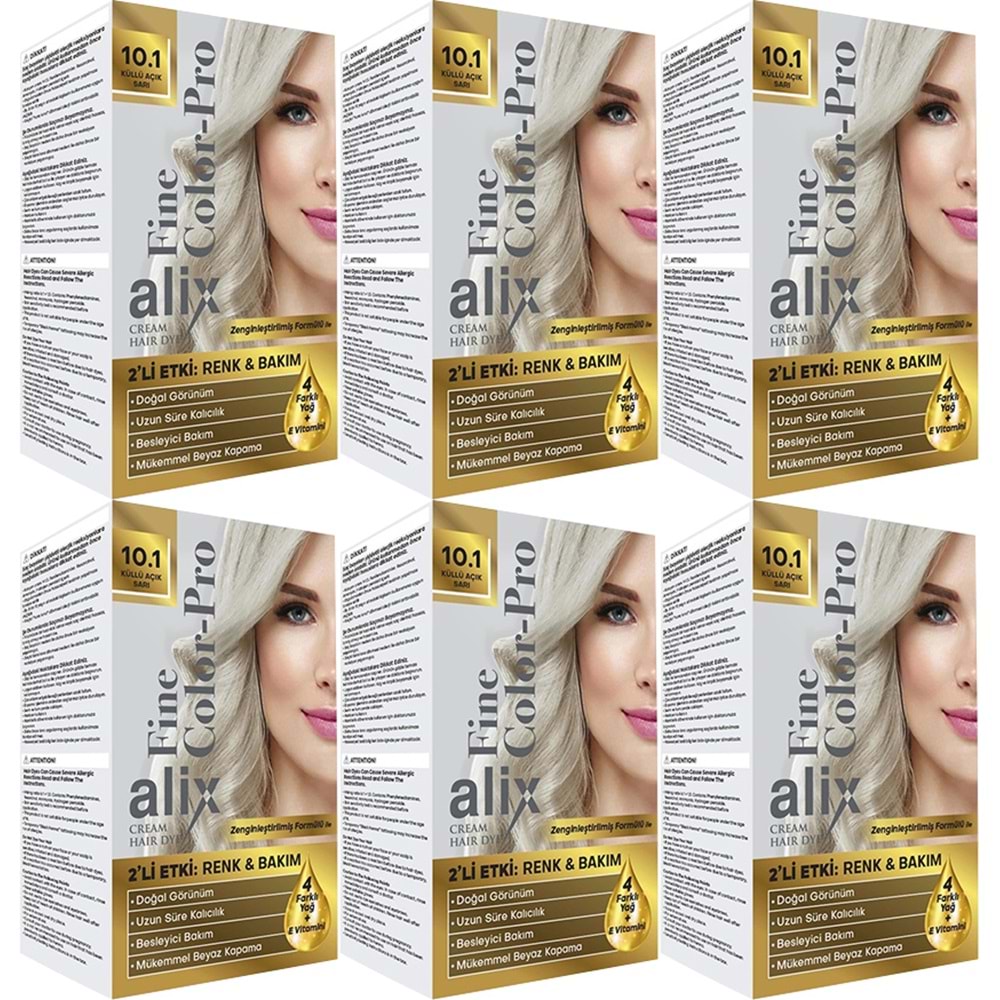 Alix 50ML Kit Saç Boyası 10.1 Küllü Açık Sarı (6 Lı Set)